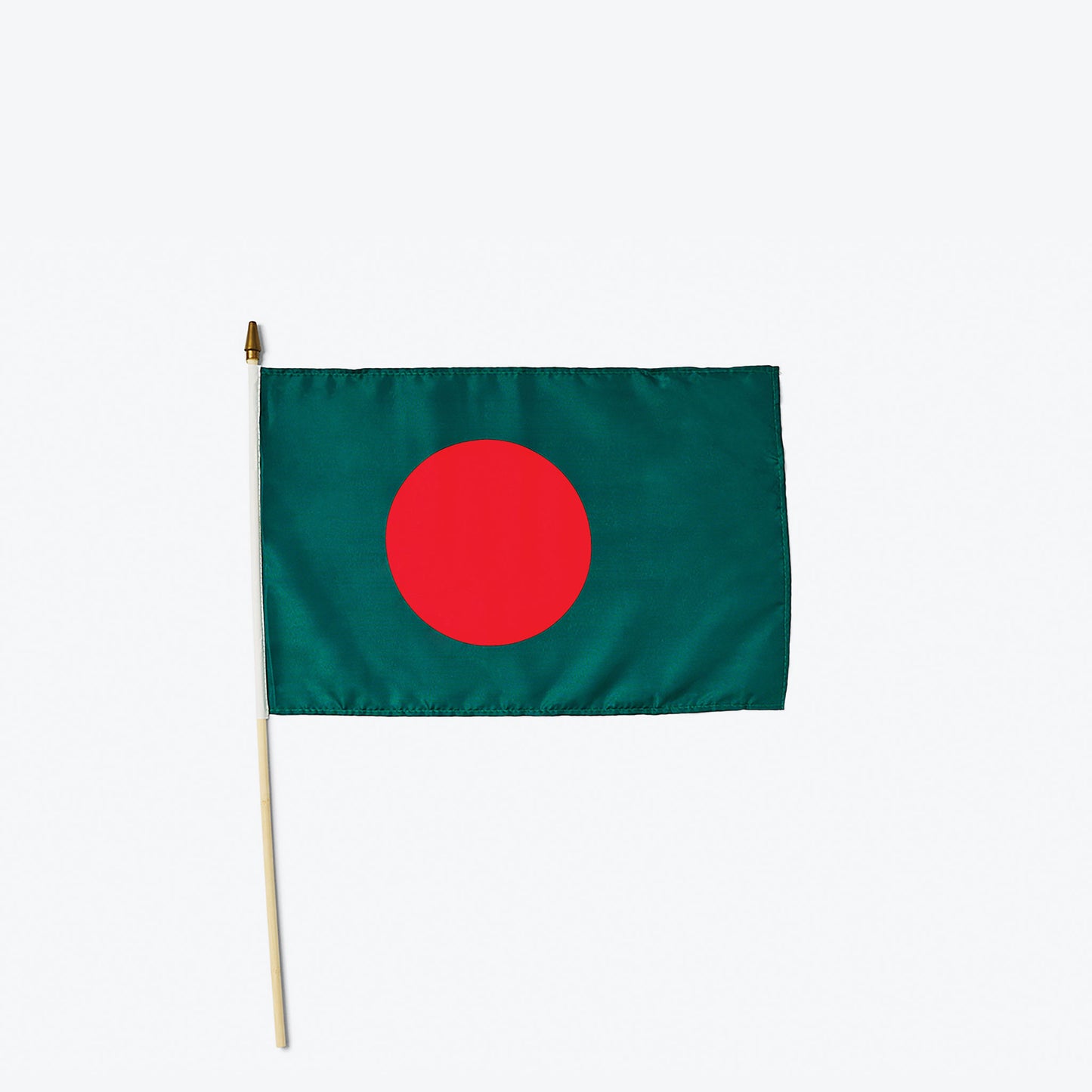 Bangladeshi flag: A green field with a red circle in the center.