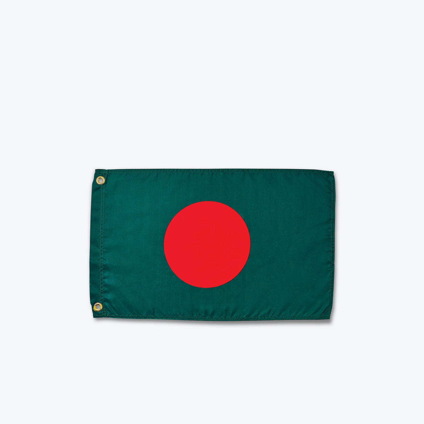 Bangladeshi flag: A green field with a red circle in the center.