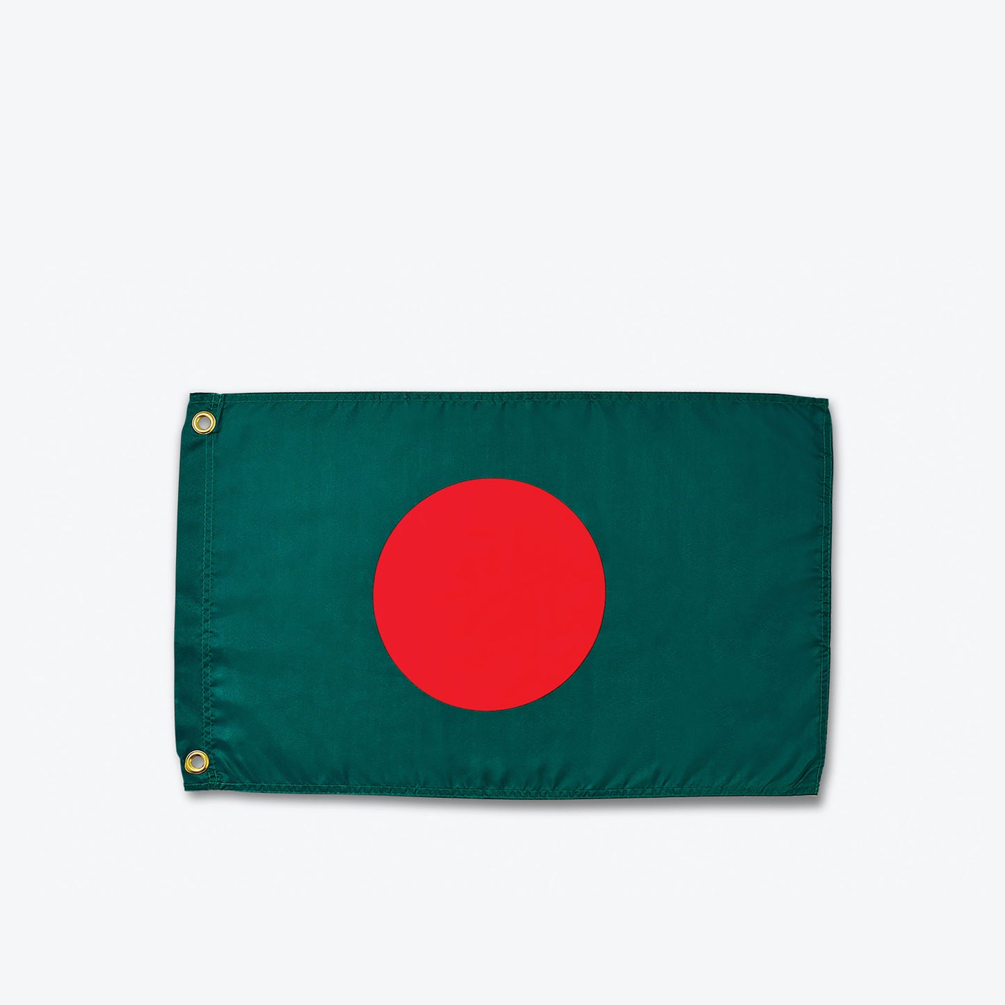 Bangladeshi flag: A green field with a red circle in the center.